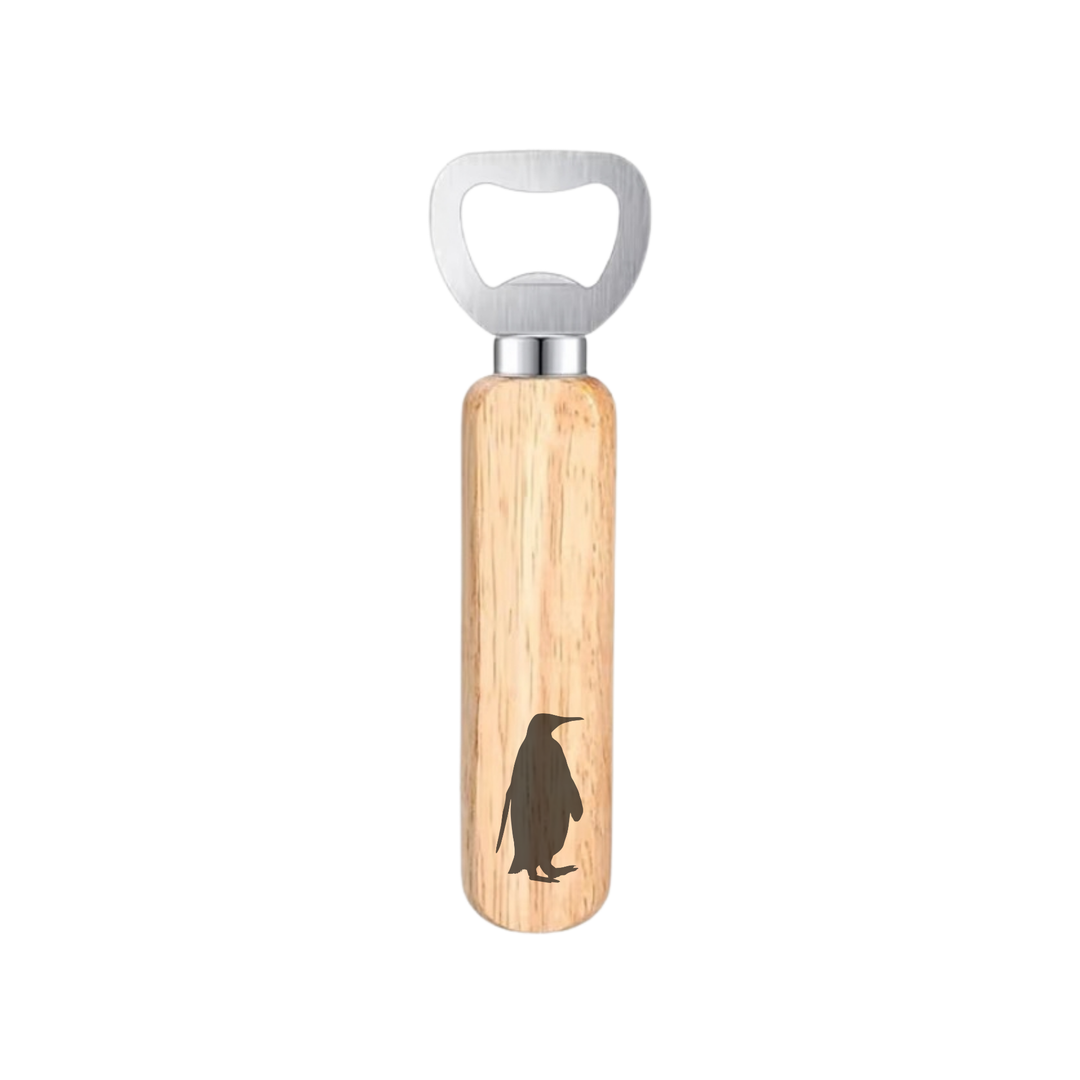 Penguin Silhouette Engraved Wooden Bottle Opener