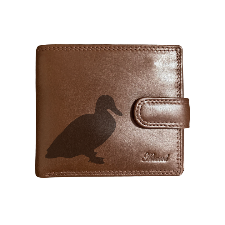 Personalised Duck Silhouette Engraved Dark Tan Genuine Leather Wallet