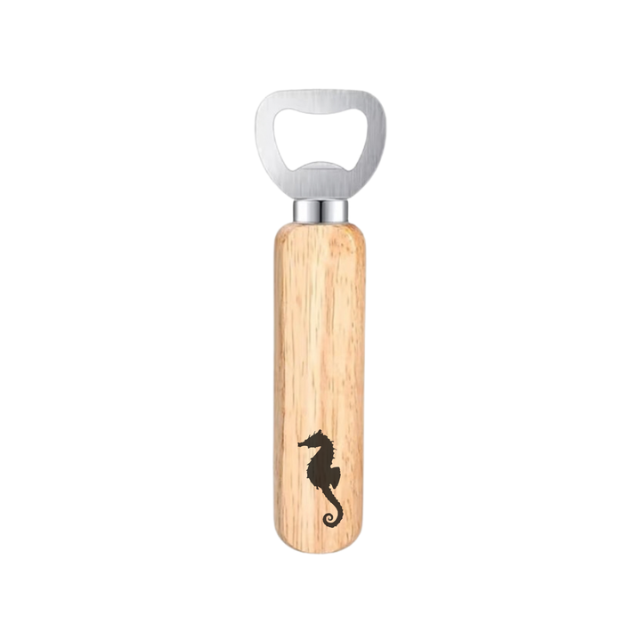 Seahorse Silhouette Engraved Wooden Bottle Opener