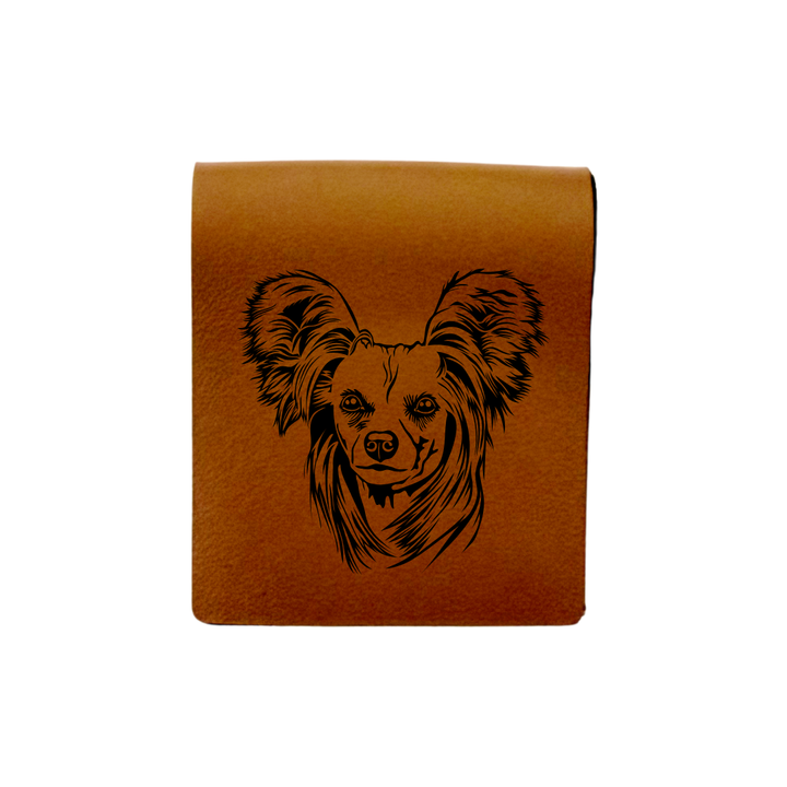 Chinese Crested Dog Face Engraved Genuine Leather Magnetic Bookmark