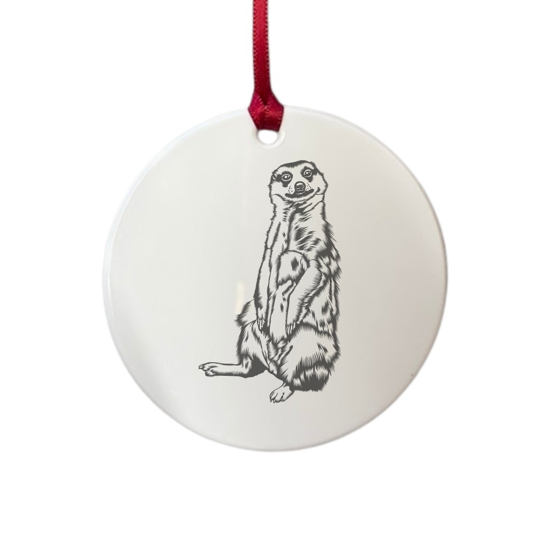 Personalised Meerkat Engraved White Acrylic Decoration