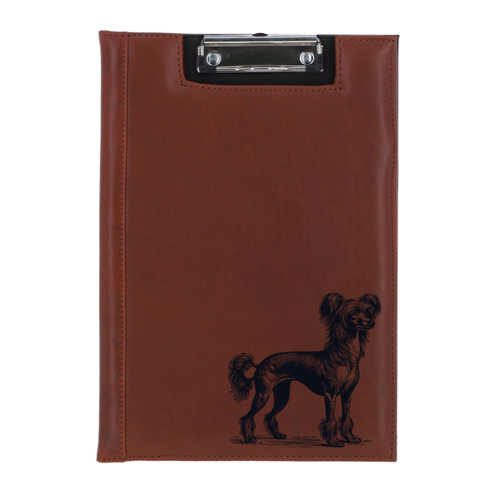 Chinese Crested Dog Standing Engraved Leather Clipboard