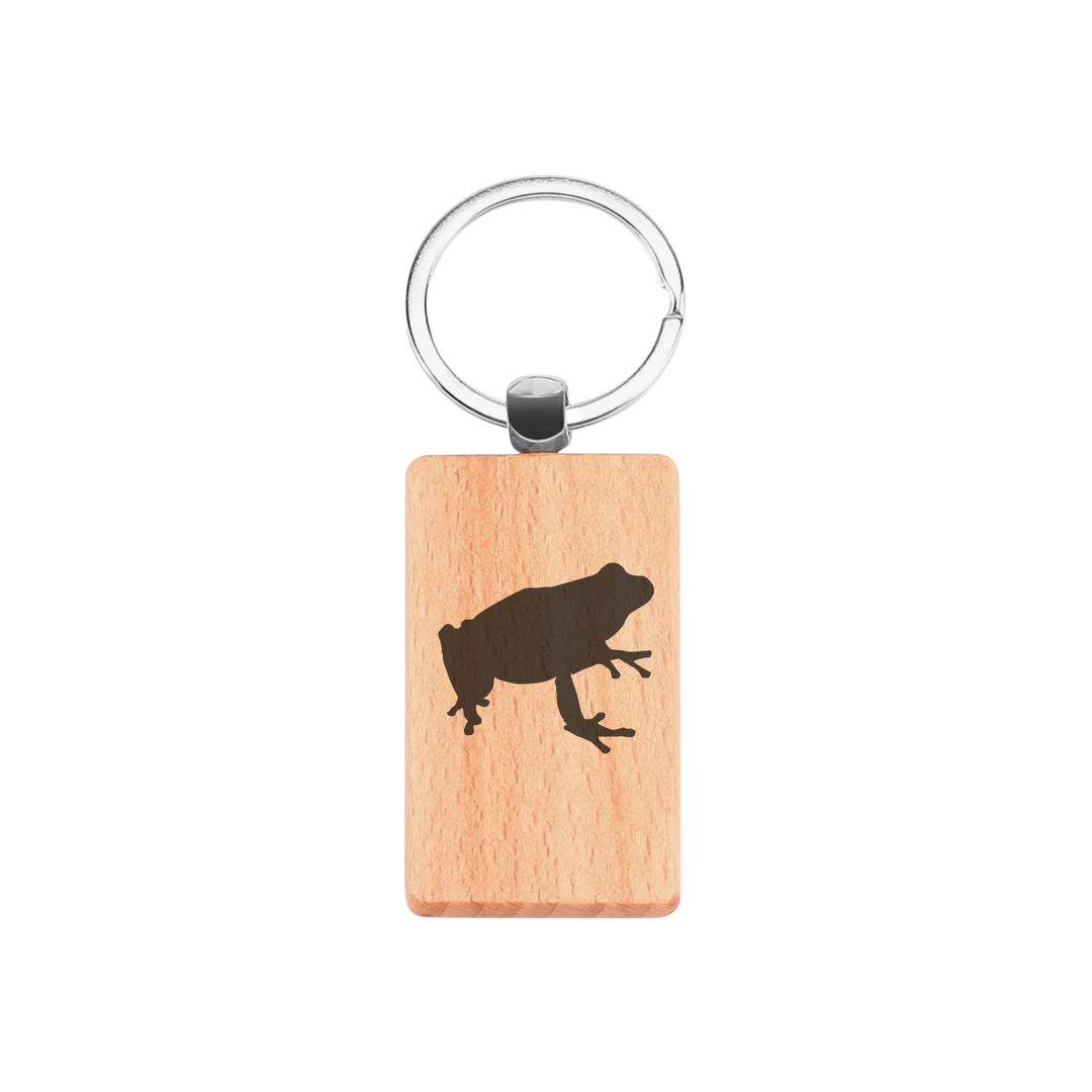 Frog Silhouette P Engraved Rectangle Wooden Keyring