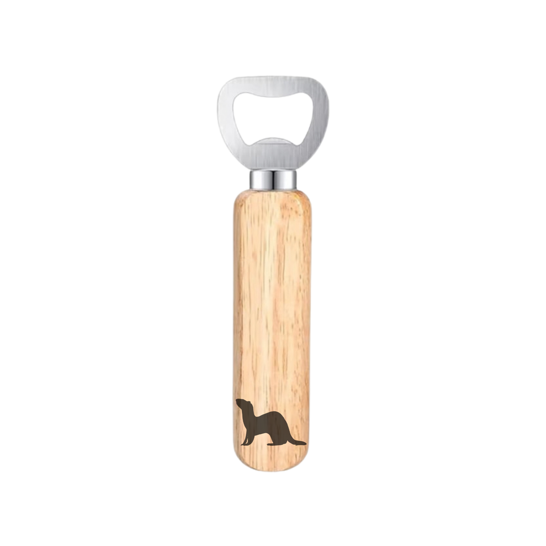 Ferret Silhouette Engraved Wooden Bottle Opener