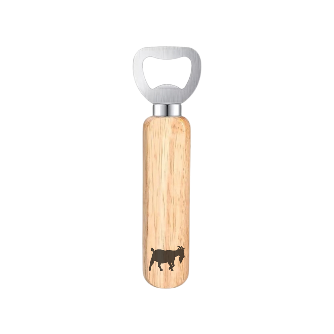 Goat Silhouette Engraved Wooden Bottle Opener