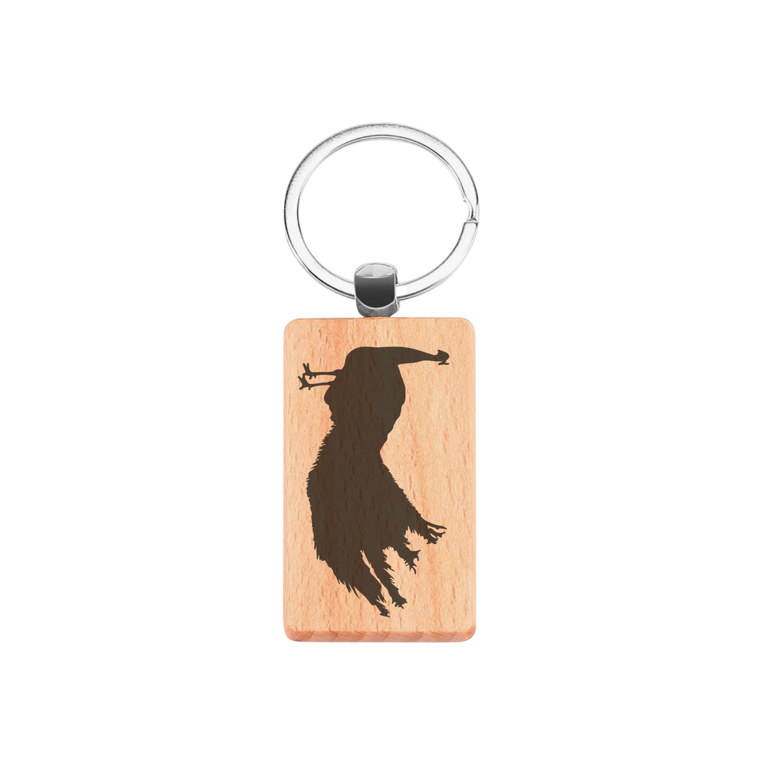 Peacock Silhouette L Engraved Rectangle Wooden Keyring