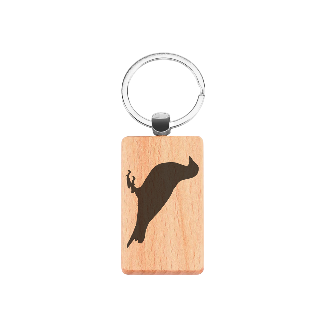 Rhino Silhouette L Engraved Rectangle Wooden Keyring