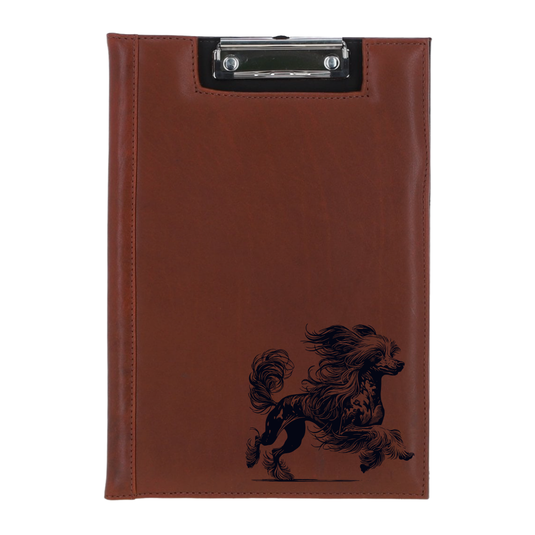 Chinese Crested Dog Running Engraved Leather Clipboard