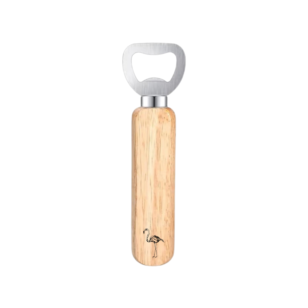 Flamingo Engraved Wooden Bottle Opener