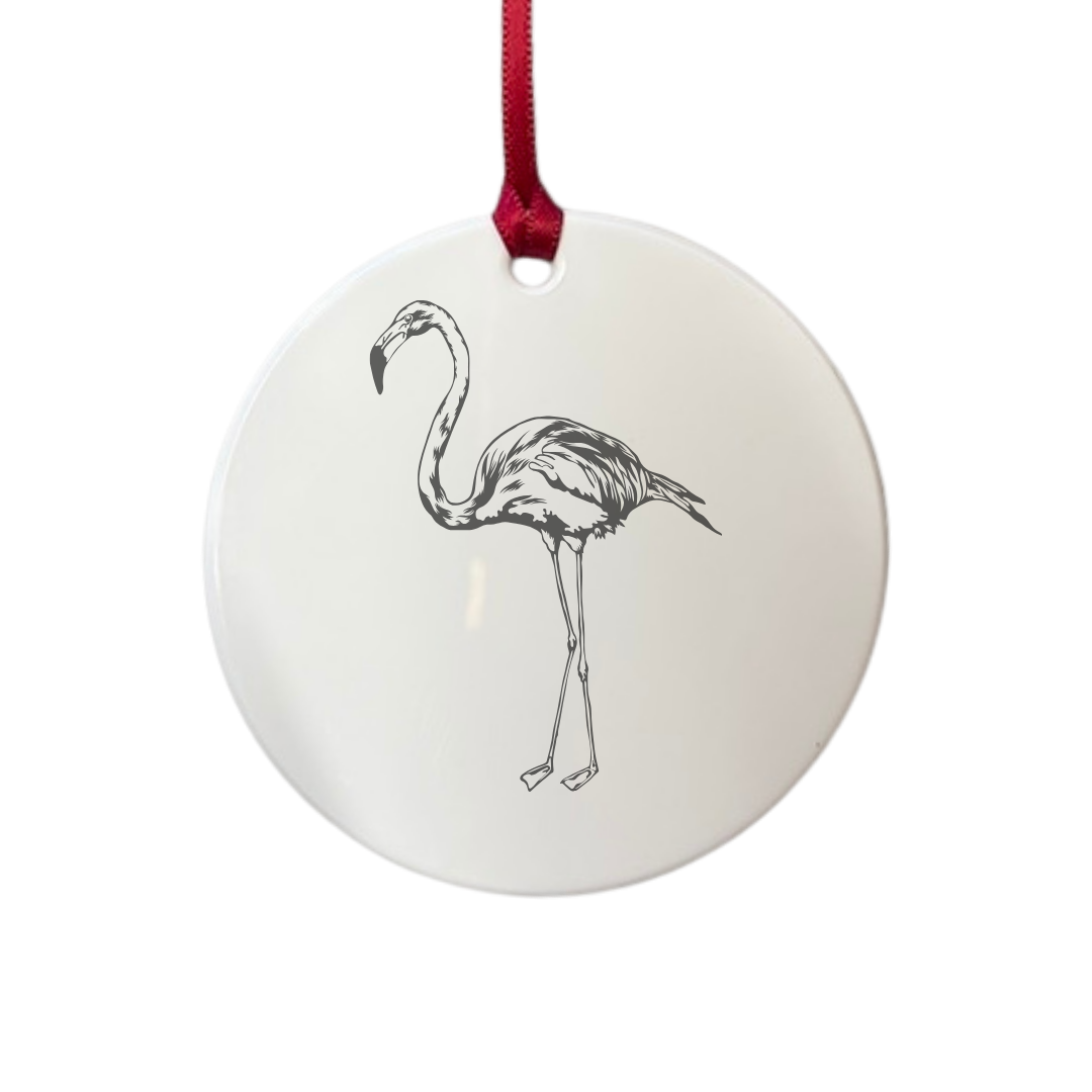 Personalised Flamingo Engraved White Acrylic Decoration