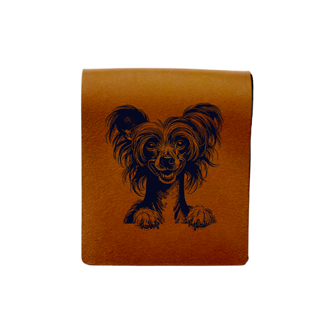 Chinese Crested Dog Paws Engraved Genuine Leather Magnetic Bookmark