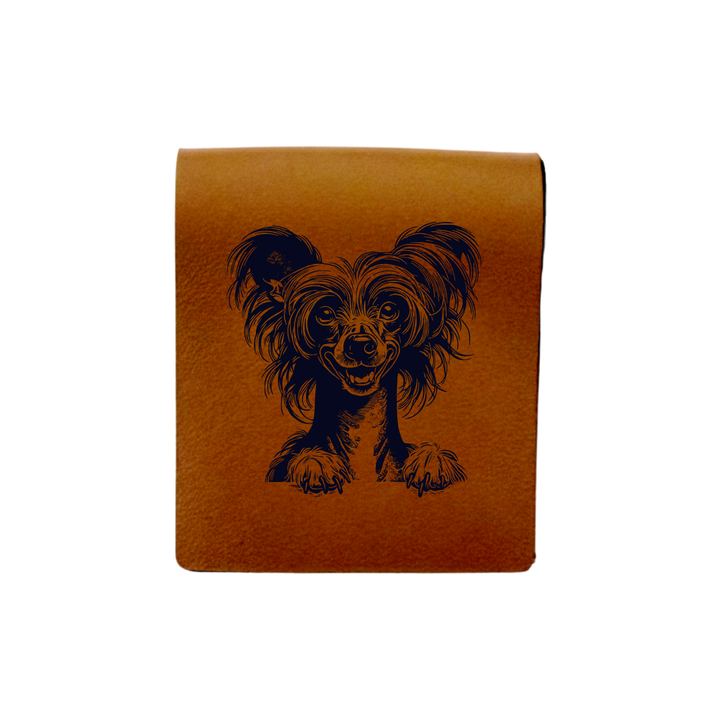 Chinese Crested Dog Paws Engraved Genuine Leather Magnetic Bookmark