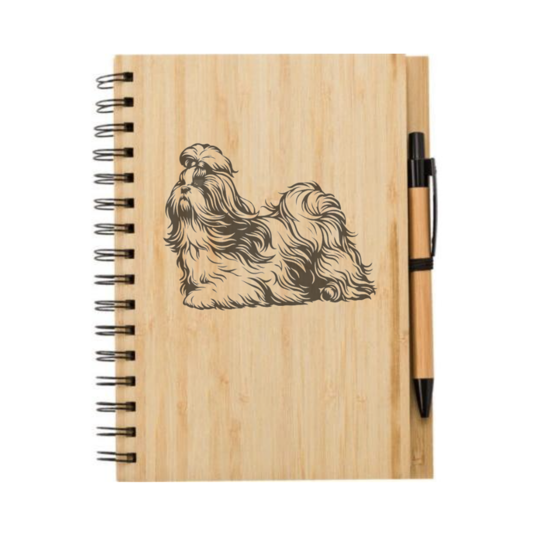 Shih Tzu Running Illustration Engraved Notebook