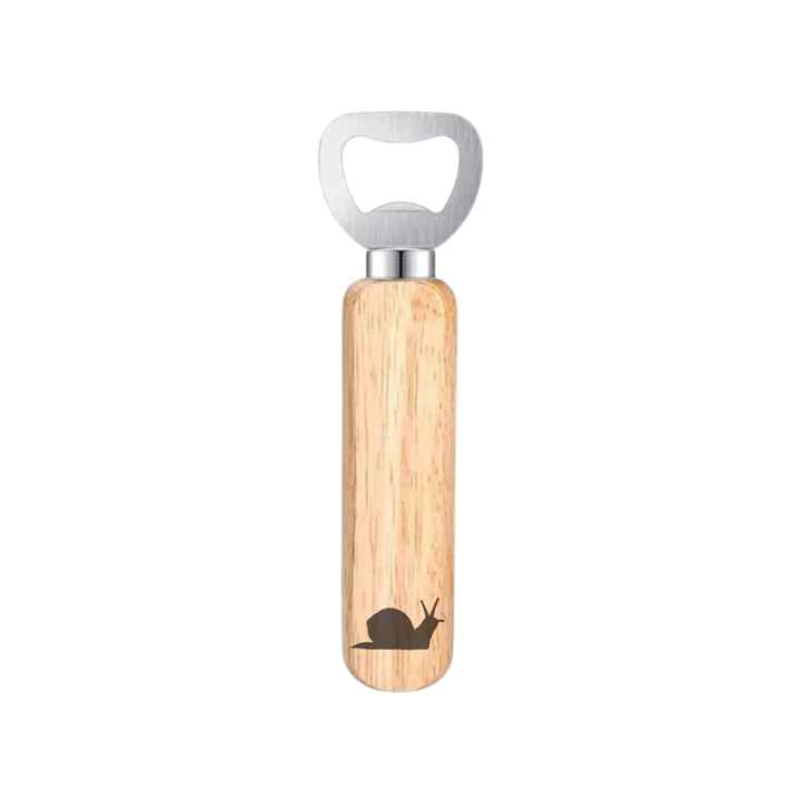 Snail Silhouette Engraved Wooden Bottle Opener