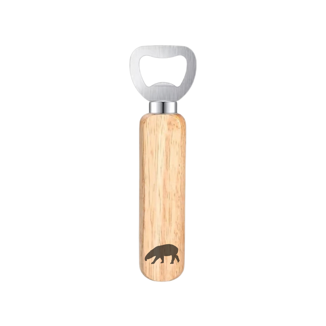 Tapir Silhouette Engraved Wooden Bottle Opener