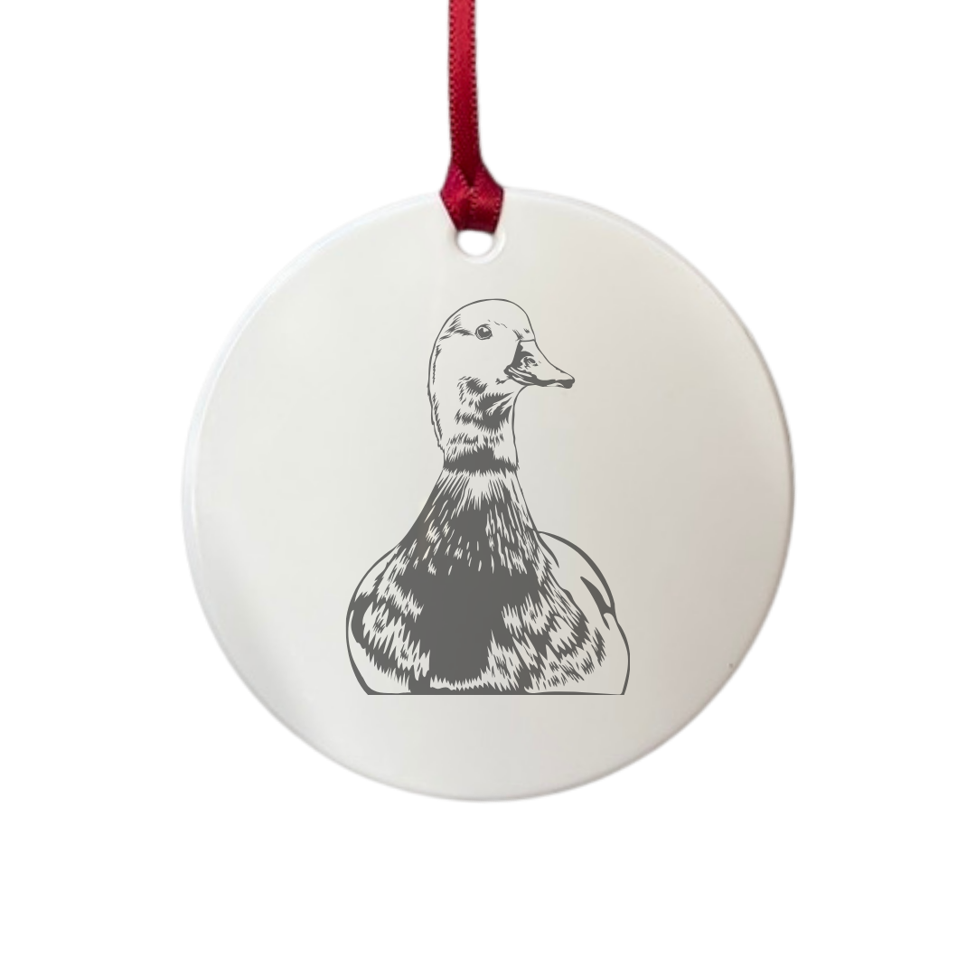 Personalised Duck Engraved White Acrylic Decoration