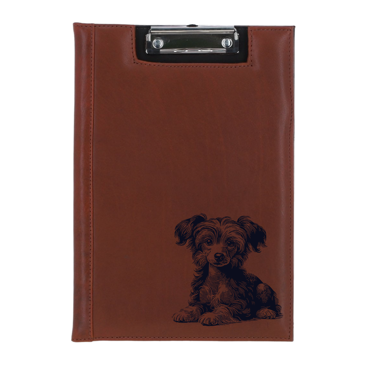 Chinese Crested Dog Lying Down Engraved Leather Clipboard