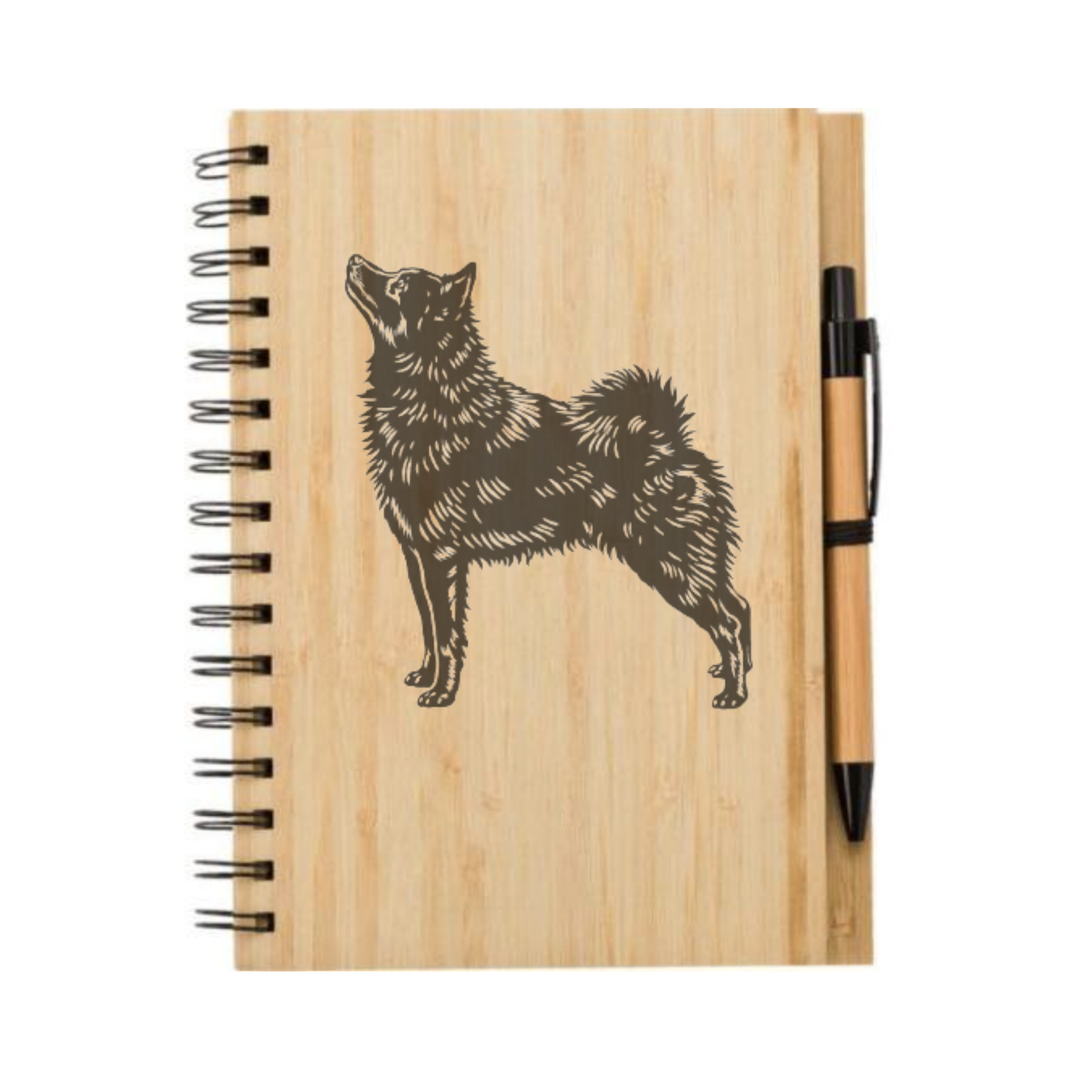 Schipperke Standing Illustration Engraved Notebook