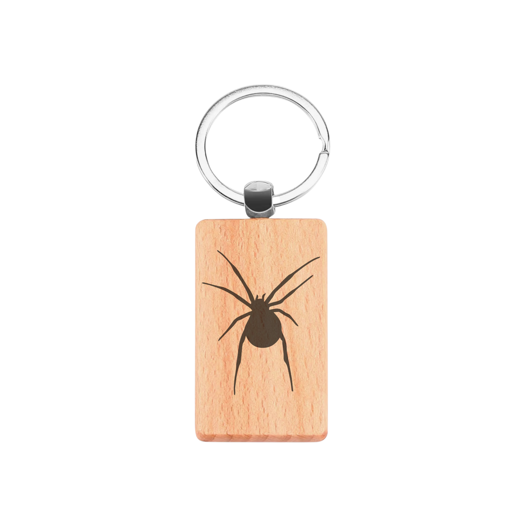Spider Silhouette P Engraved Rectangle Wooden Keyring