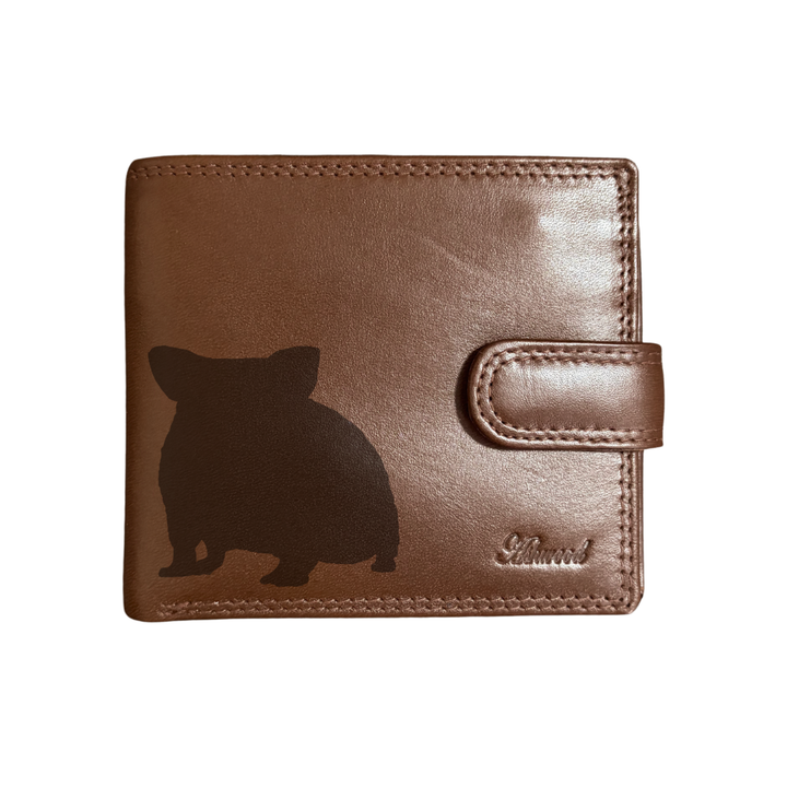Personalised Hamster Silhouette Engraved Dark Tan Genuine Leather Wallet