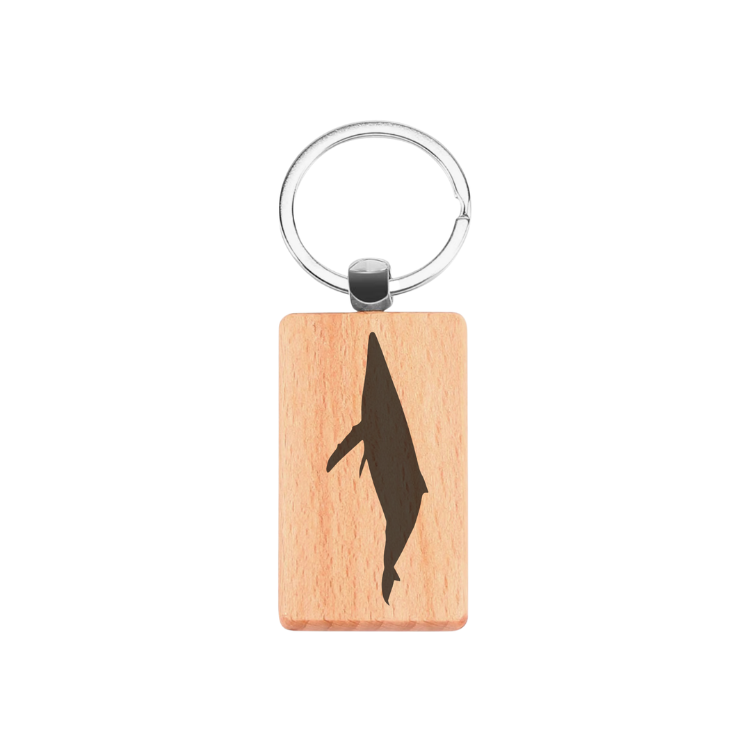 Whale Silhouette L Engraved Rectangle Wooden Keyring