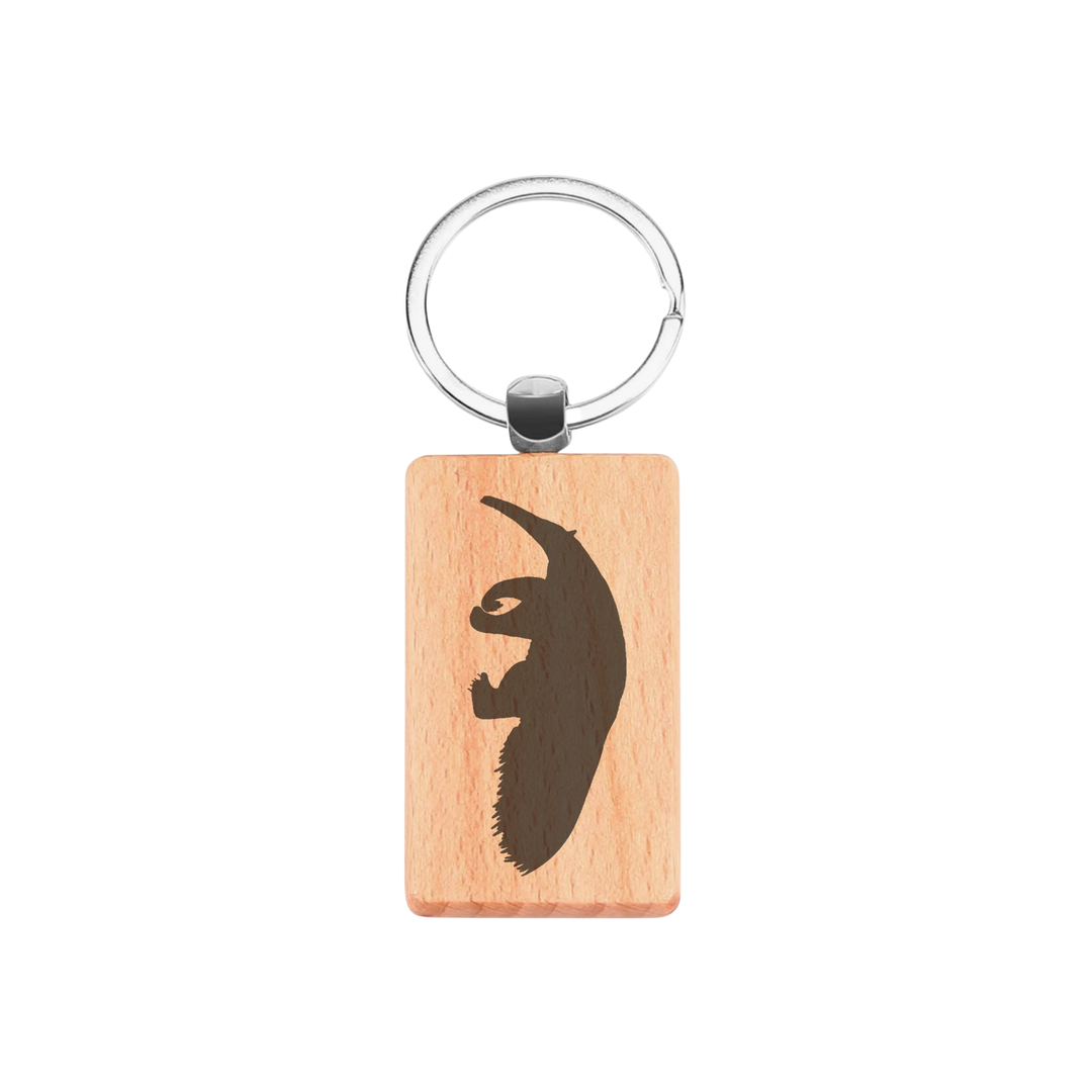 Anteater Silhouette L Engraved Rectangle Wooden Keyring