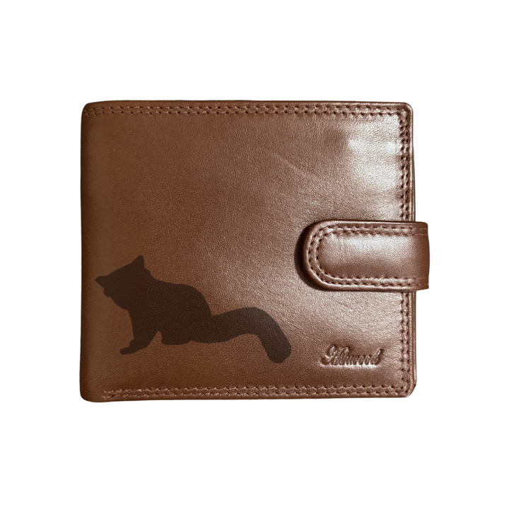 Personalised Red Panda Silhouette Engraved Dark Tan Genuine Leather Wallet