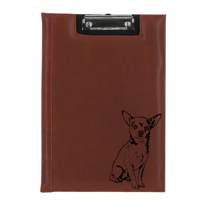 L Chihuahua Sitting Engraved Leather Clipboard