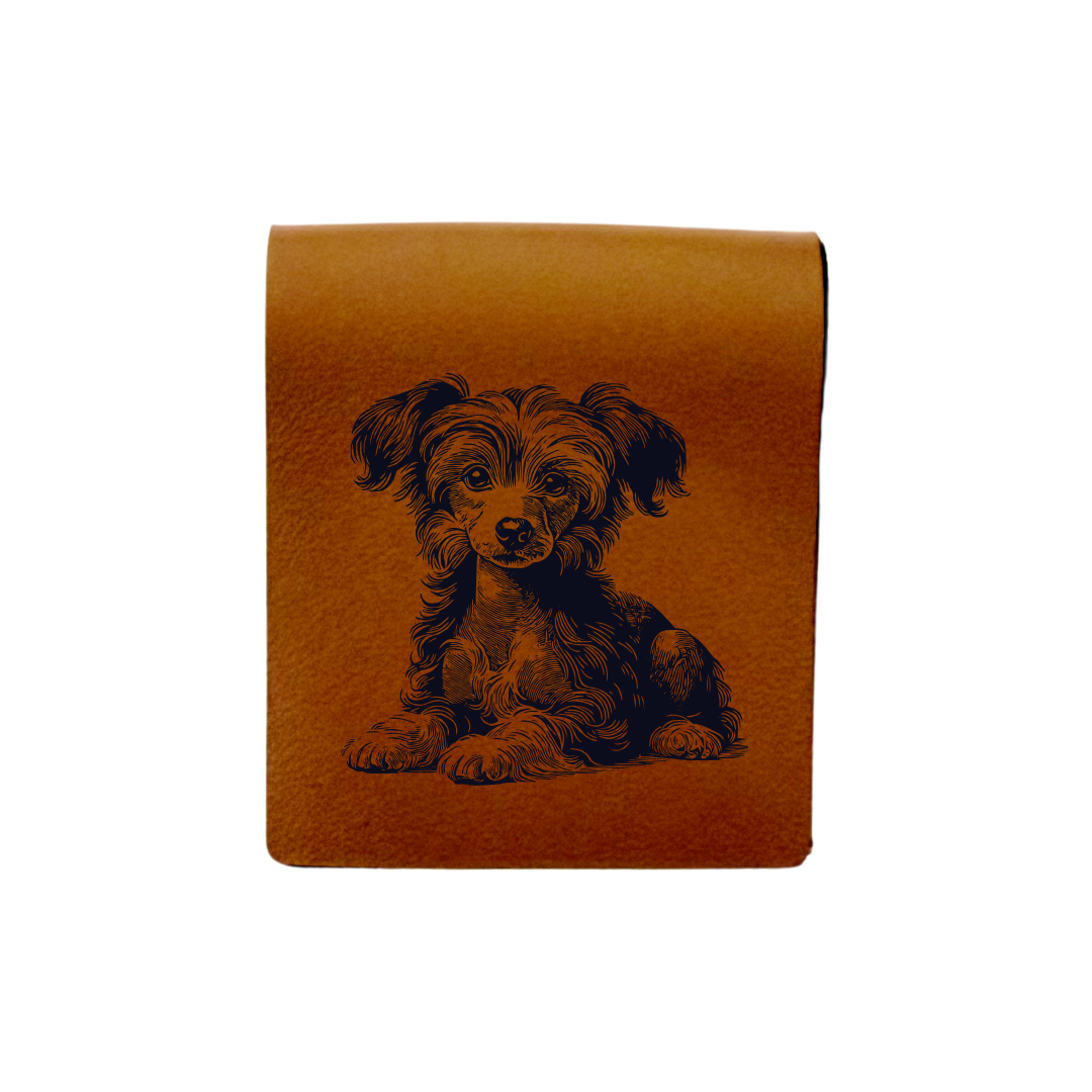 Chinese Crested Dog LD Engraved Genuine Leather Magnetic Bookmark