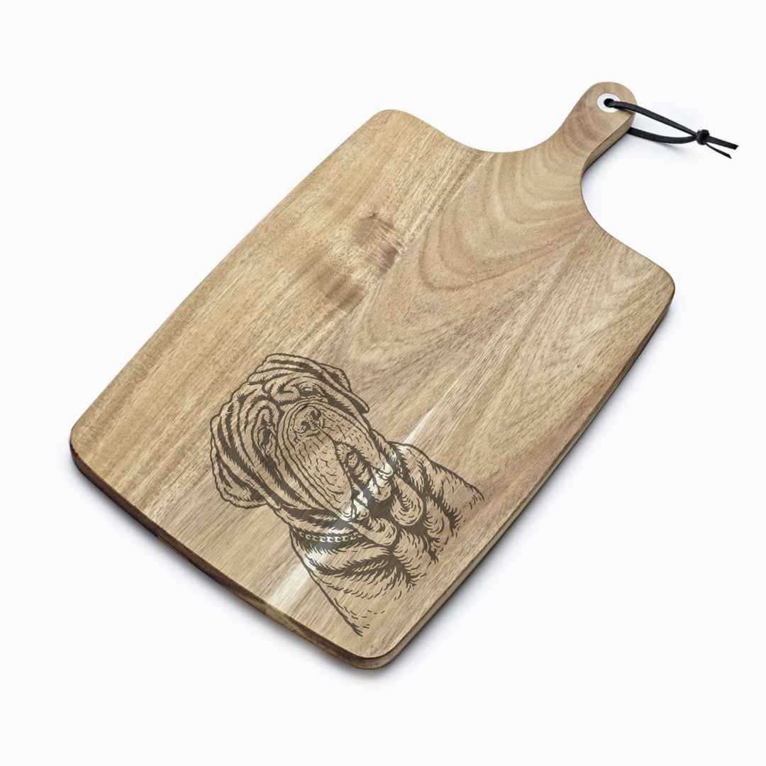 Personalised Neapolitan Mastiff Face Engraved Acacia Serving Board