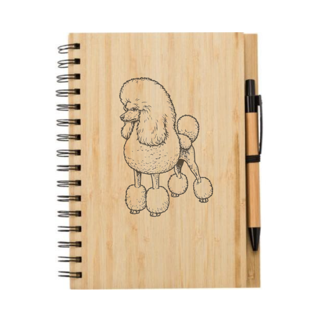 Poodle Standing Illustration Engraved Notebook