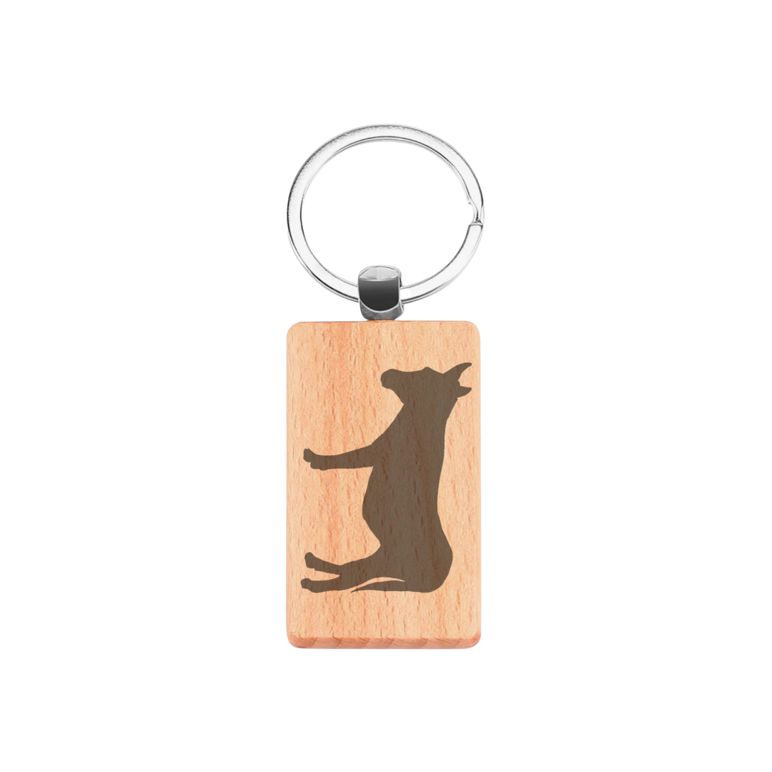 Donkey Silhouette L Engraved Rectangle Wooden Keyring
