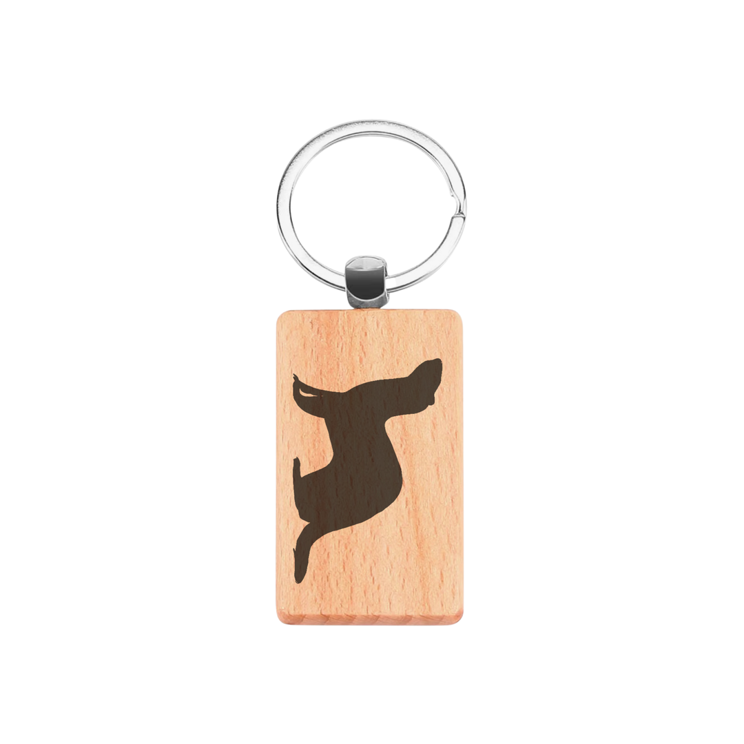 Ferret Silhouette L Engraved Rectangle Wooden Keyring