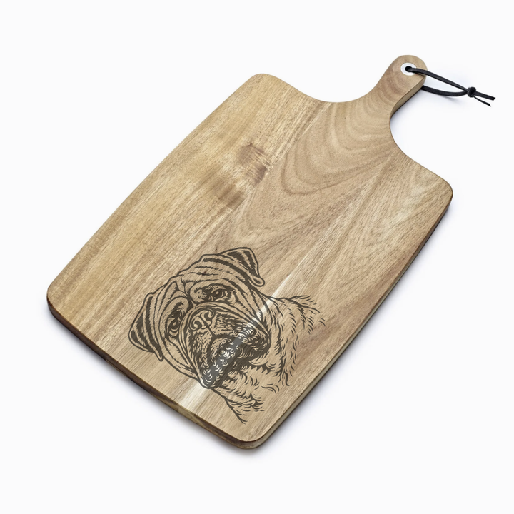 Personalised Bullmastiff Face Engraved Acacia Serving Board