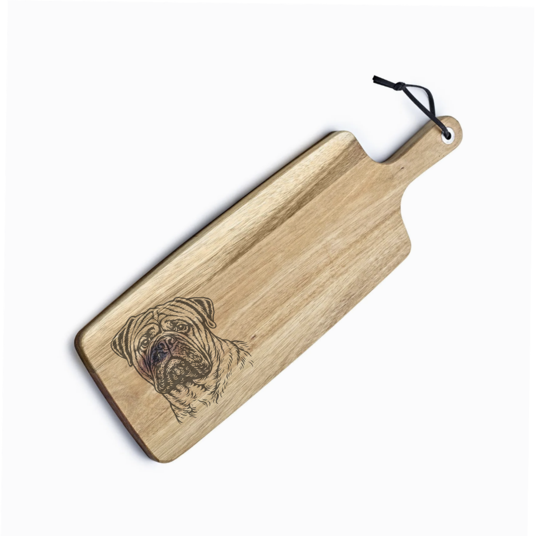 Personalised Bullmastiff Face Engraved Acacia Serving Board