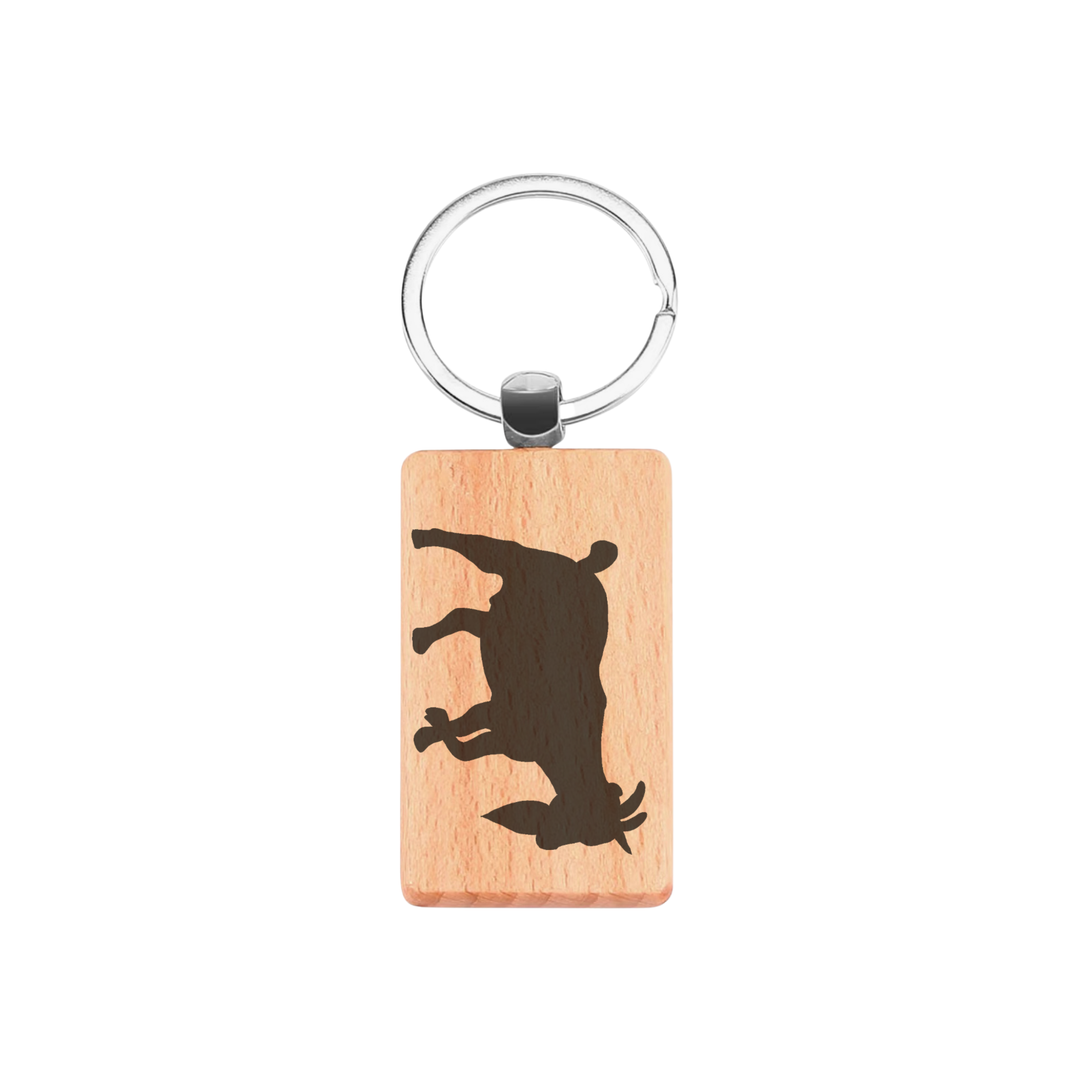 Goat Silhouette L Engraved Rectangle Wooden Keyring