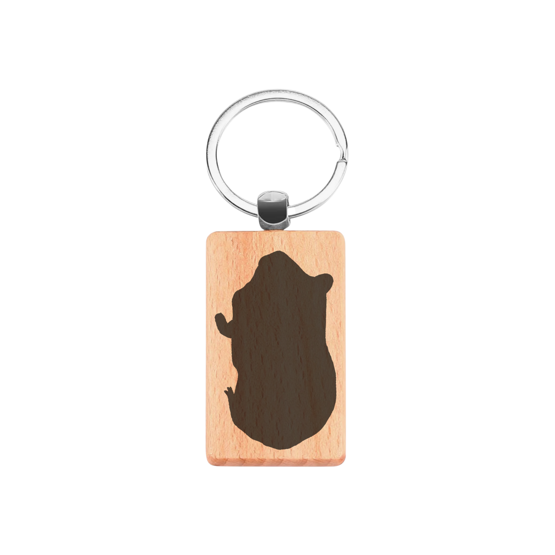 Guinea Pig Silhouette L Engraved Rectangle Wooden Keyring