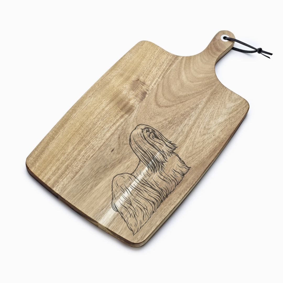 Personalised Lhasa Apso Stand Engraved Acacia Serving Board