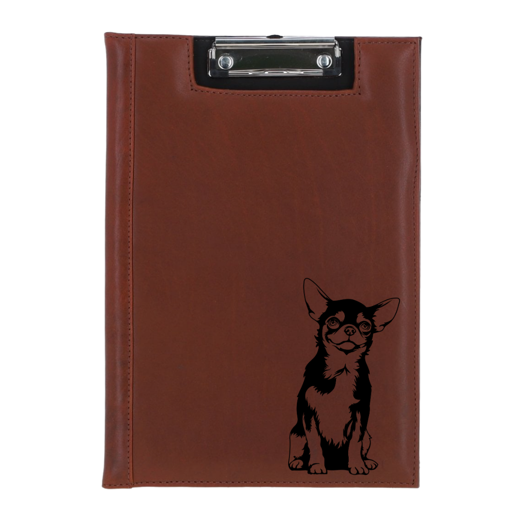 M Chihuahua Sitting Engraved Leather Clipboard