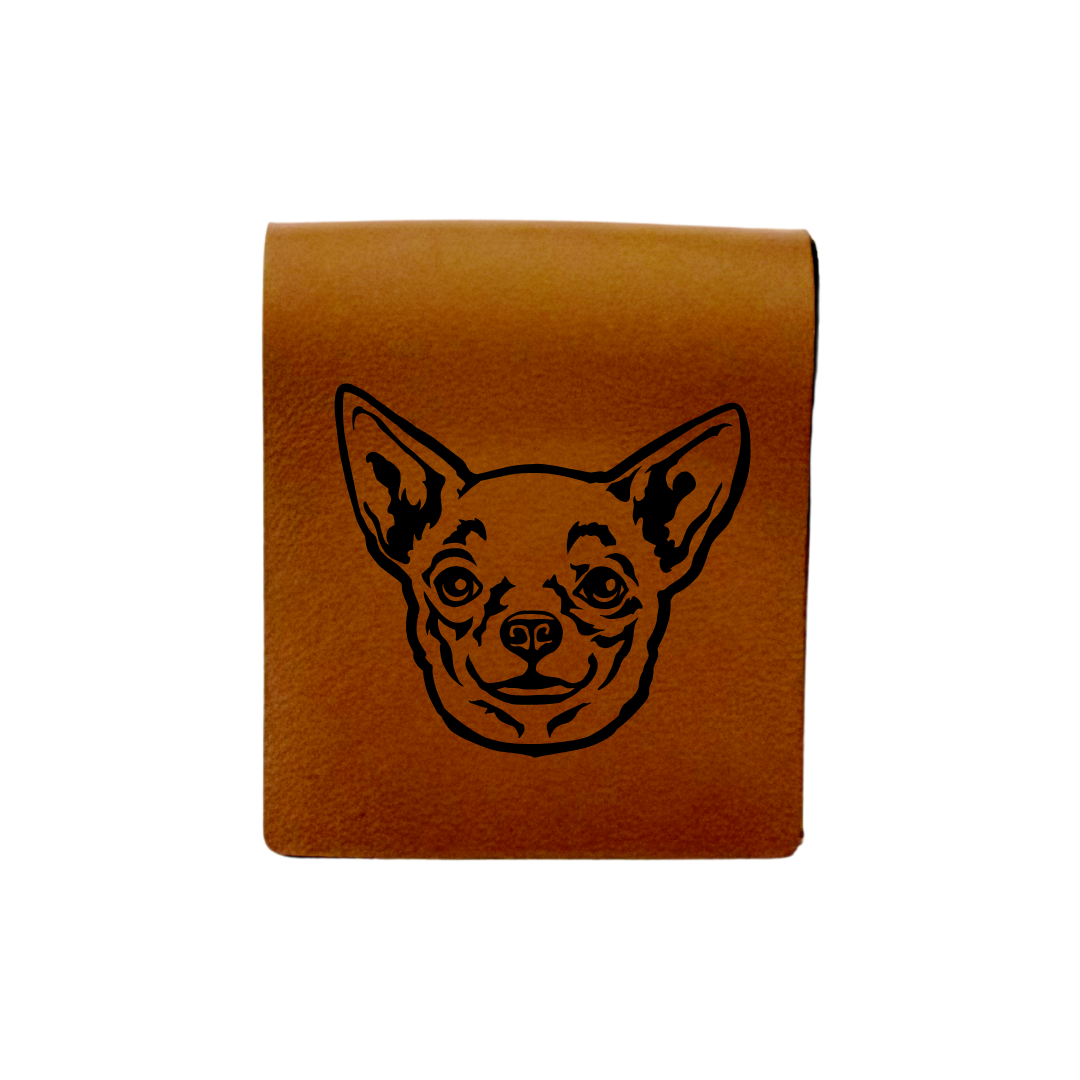 Chihuahua Face Engraved Genuine Leather Magnetic Bookmark