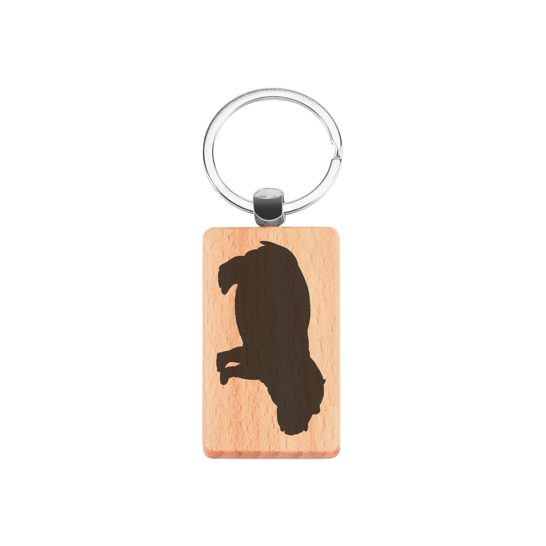 Hippo Silhouette L Engraved Rectangle Wooden Keyring