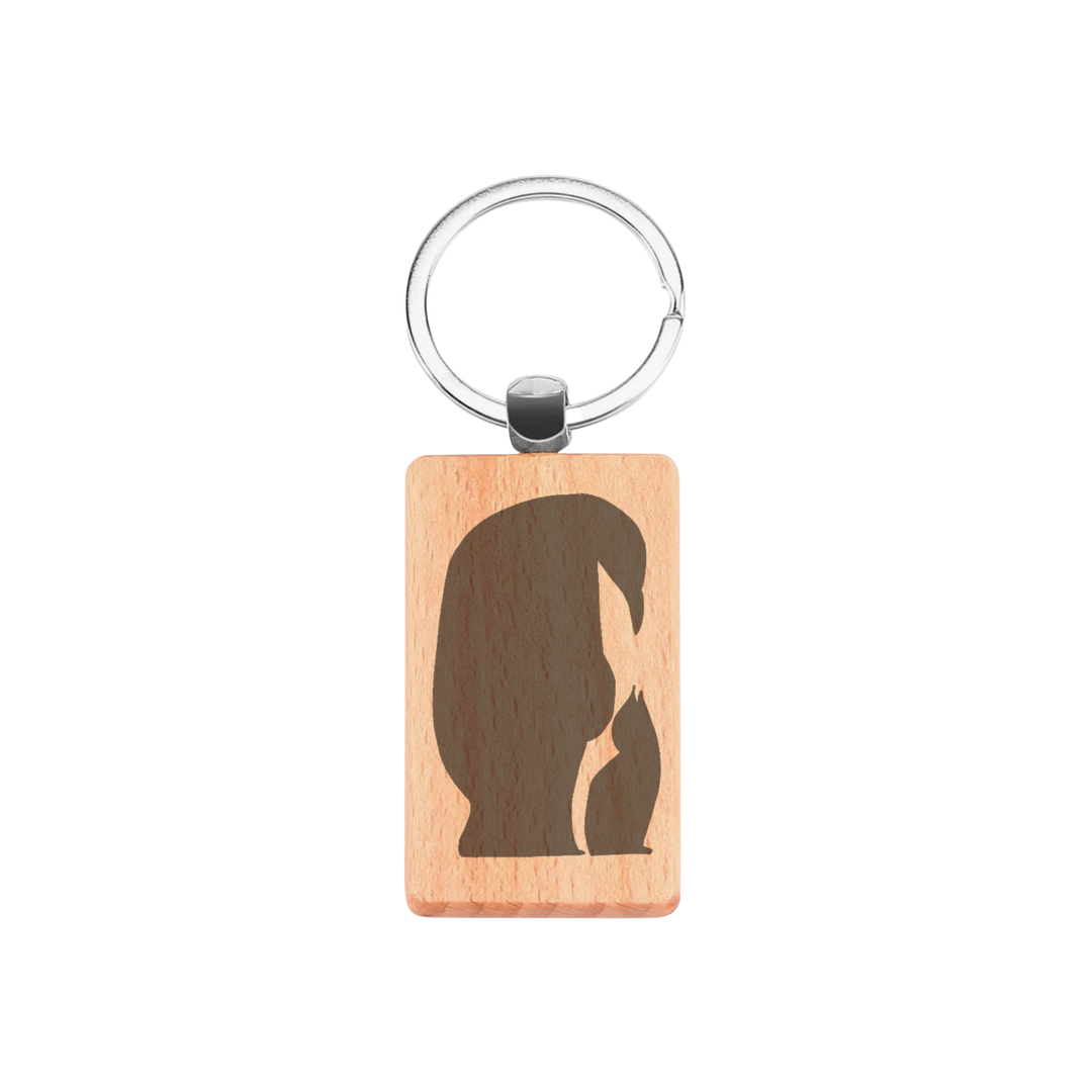 Penguin Family Silhouette p Engraved Rectangle Wooden Keyring