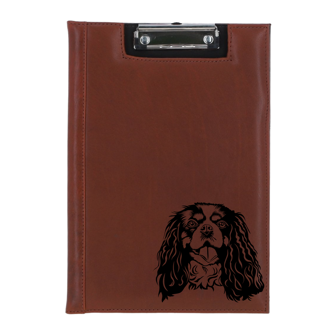 Cavalier King Charles Spaniel Face Engraved Leather Clipboard
