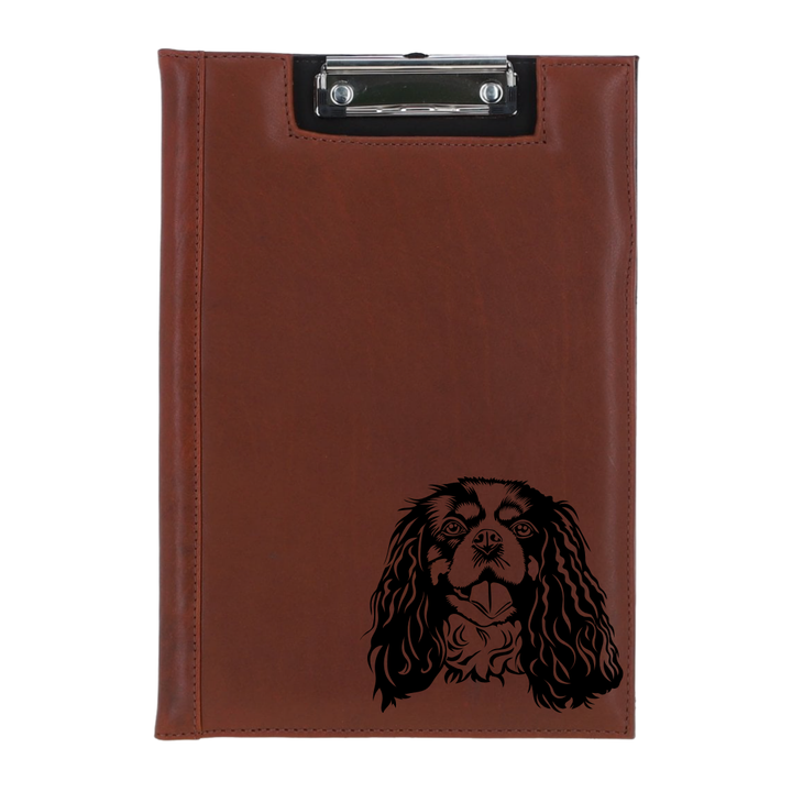 Cavalier King Charles Spaniel Face Engraved Leather Clipboard