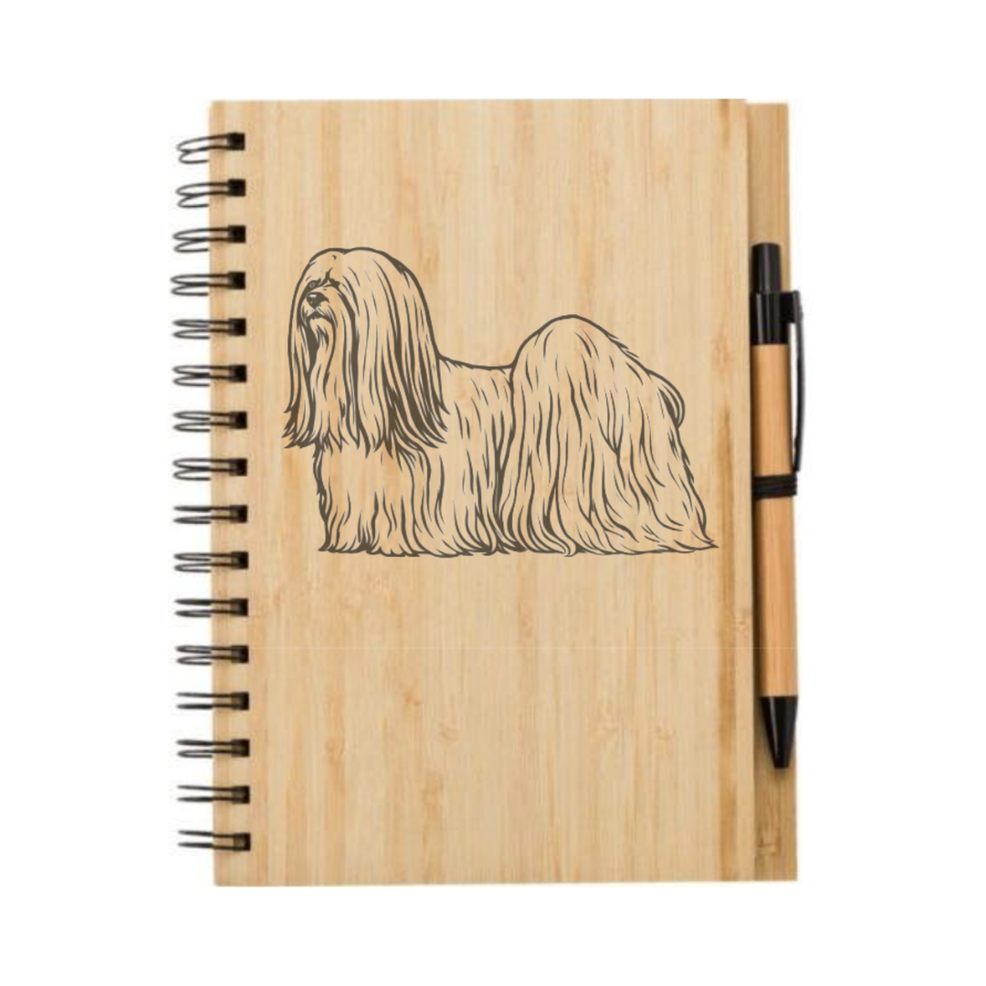 Lhasa Apso Standing Illustration Engraved Notebook