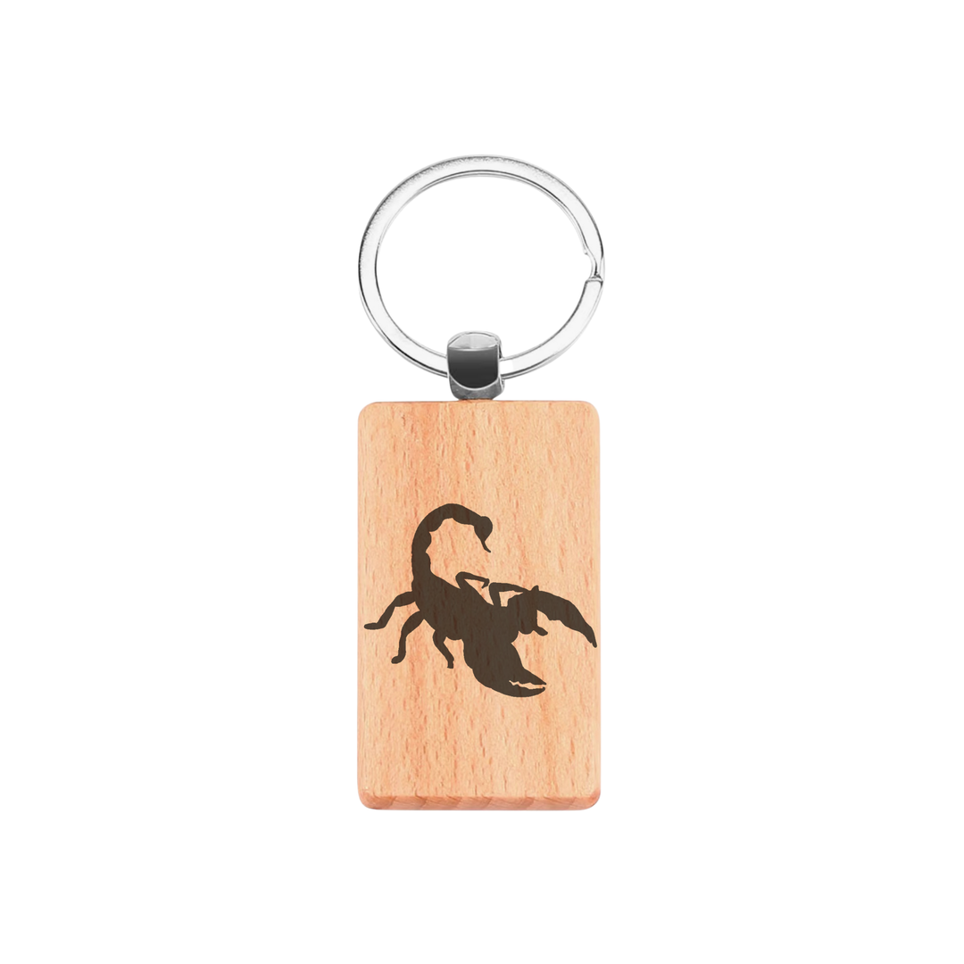 Scorpion Silhouette p Engraved Rectangle Wooden Keyring