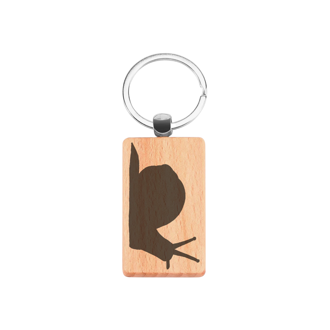 Snail Silhouette L Engraved Rectangle Wooden Keyring