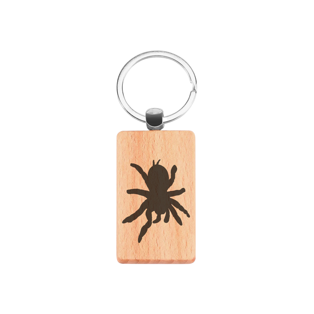 Tarantula Silhouette L Engraved Rectangle Wooden Keyring
