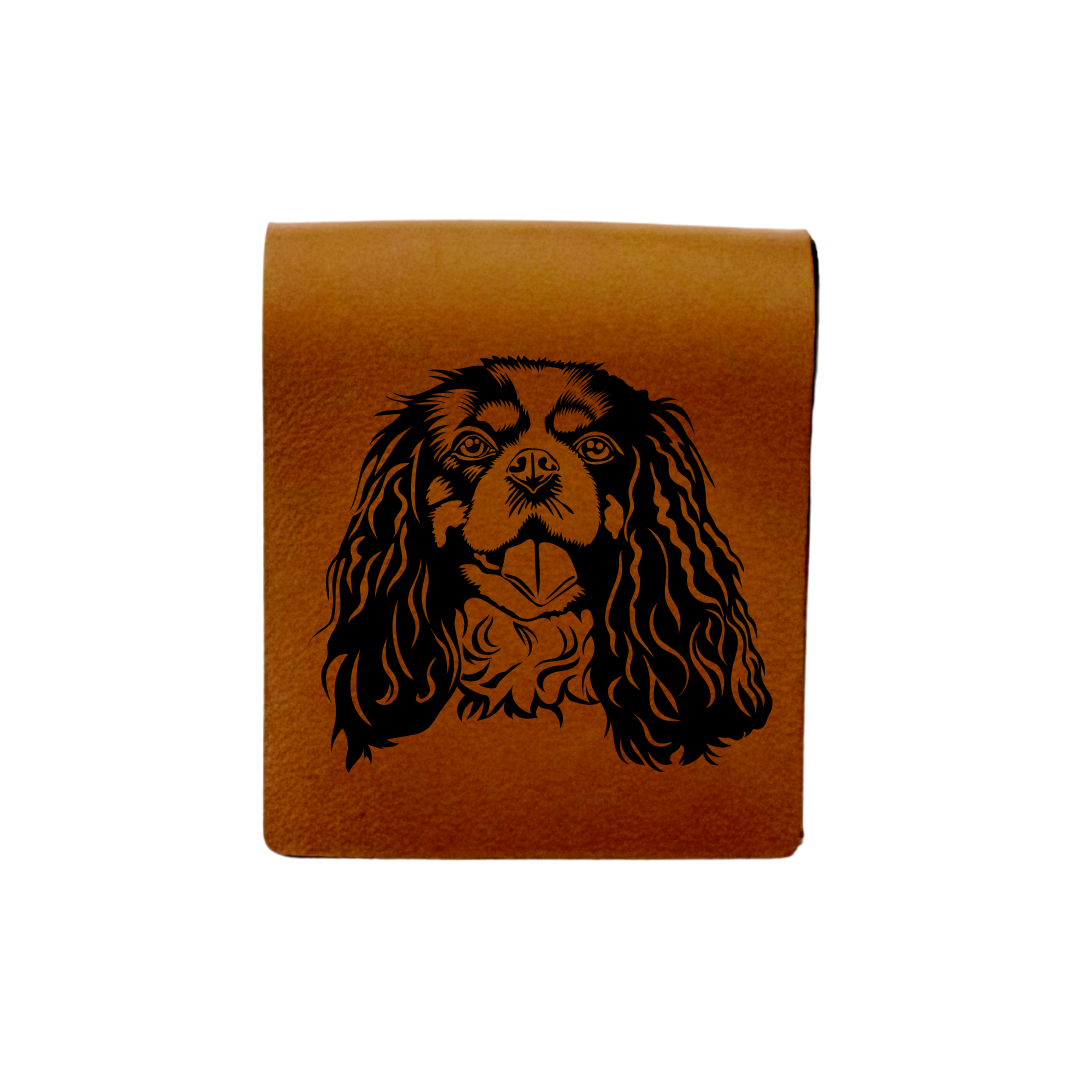 Cavalier King Charles Spaniel Face Engraved Genuine Leather Magnetic Bookmark