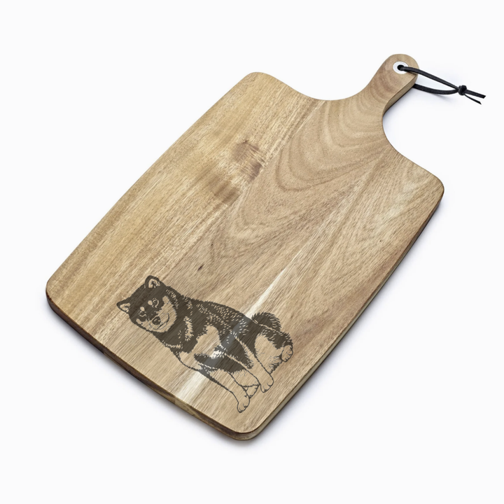 Personalised Japanese Shiba-Inu Sitting Engraved Acacia Serving Board
